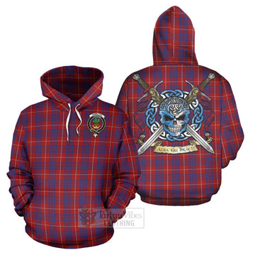 Hamilton Tartan Hoodie with Family Crest Celtic Skull Style