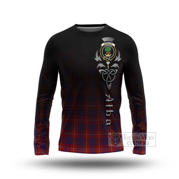 Hamilton Tartan Long Sleeve T-Shirt Featuring Alba Gu Brath Family Crest Celtic Inspired