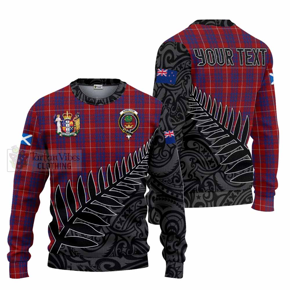 Tartan Vibes Clothing Hamilton Crest Tartan Knitted Sweater with New Zealand Silver Fern Half Style