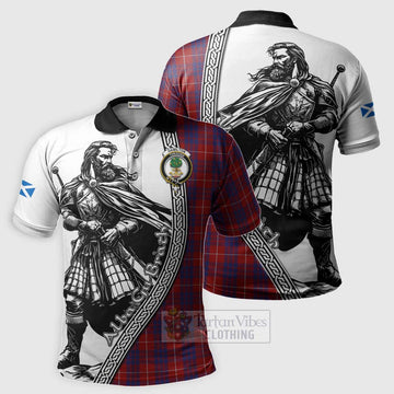 Hamilton Tartan Clan Crest Polo Shirt with Highlander Warrior Celtic Style