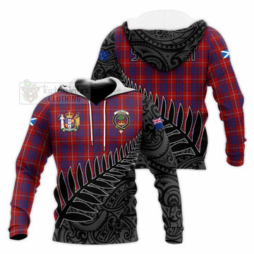 Hamilton Crest Tartan Knitted Hoodie with New Zealand Silver Fern Half Style