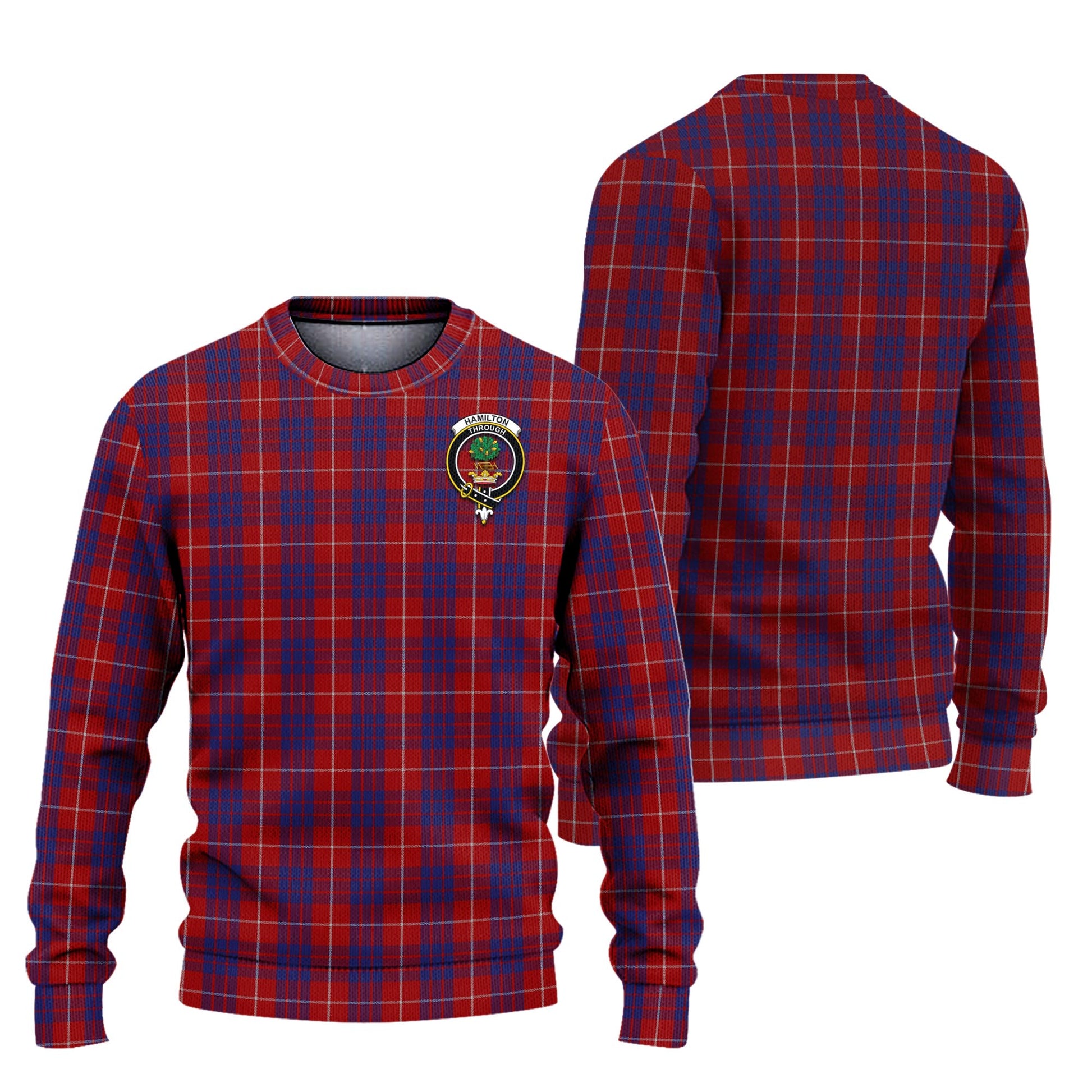 Hamilton Tartan Knitted Sweater with Family Crest Unisex - Tartanvibesclothing