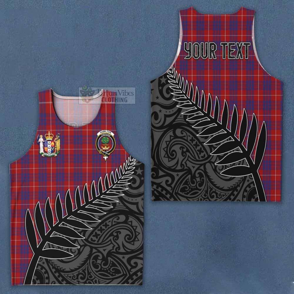 Tartan Vibes Clothing Hamilton Crest Tartan Men's Tank Top with New Zealand Silver Fern Half Style