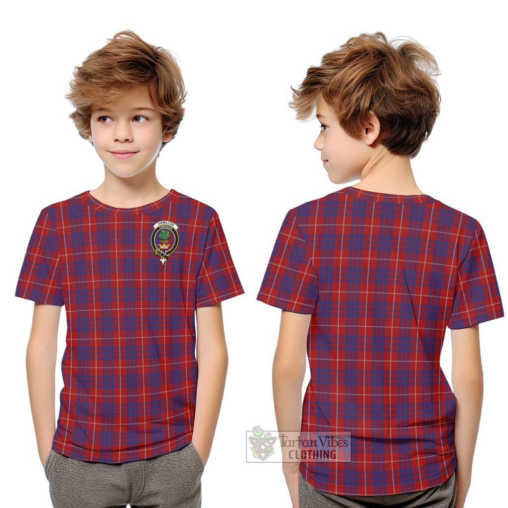 Hamilton Tartan Kid T-Shirt with Family Crest Youth XL Size14 - Tartanvibesclothing Shop