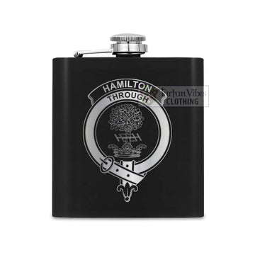 Hamilton Crest Hip Flask Set 7oz Black Stainless Steel with A Gift Box