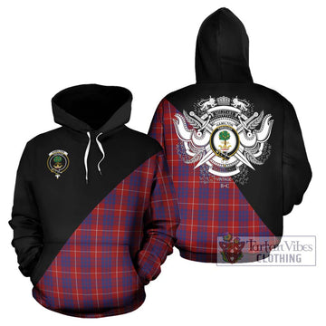 Hamilton Tartan Hoodie with Family Crest and Military Logo Style