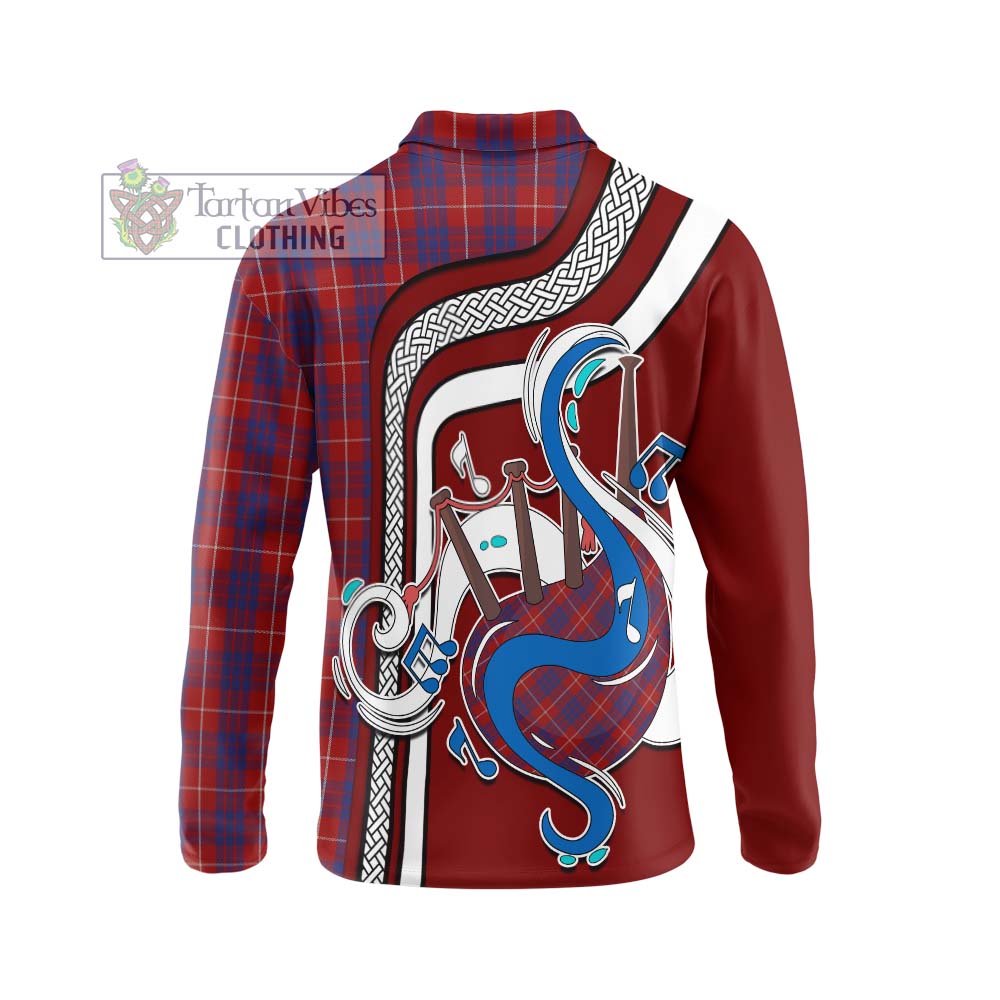 Tartan Vibes Clothing Hamilton Tartan Long Sleeve Polo Shirt with Epic Bagpipe Style