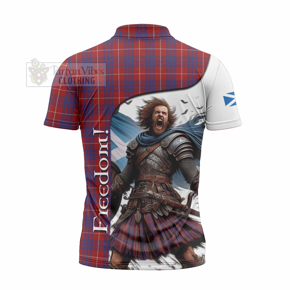 Tartan Vibes Clothing Hamilton Crest Tartan Zipper Polo Shirt Inspired by the Freedom of Scottish Warrior