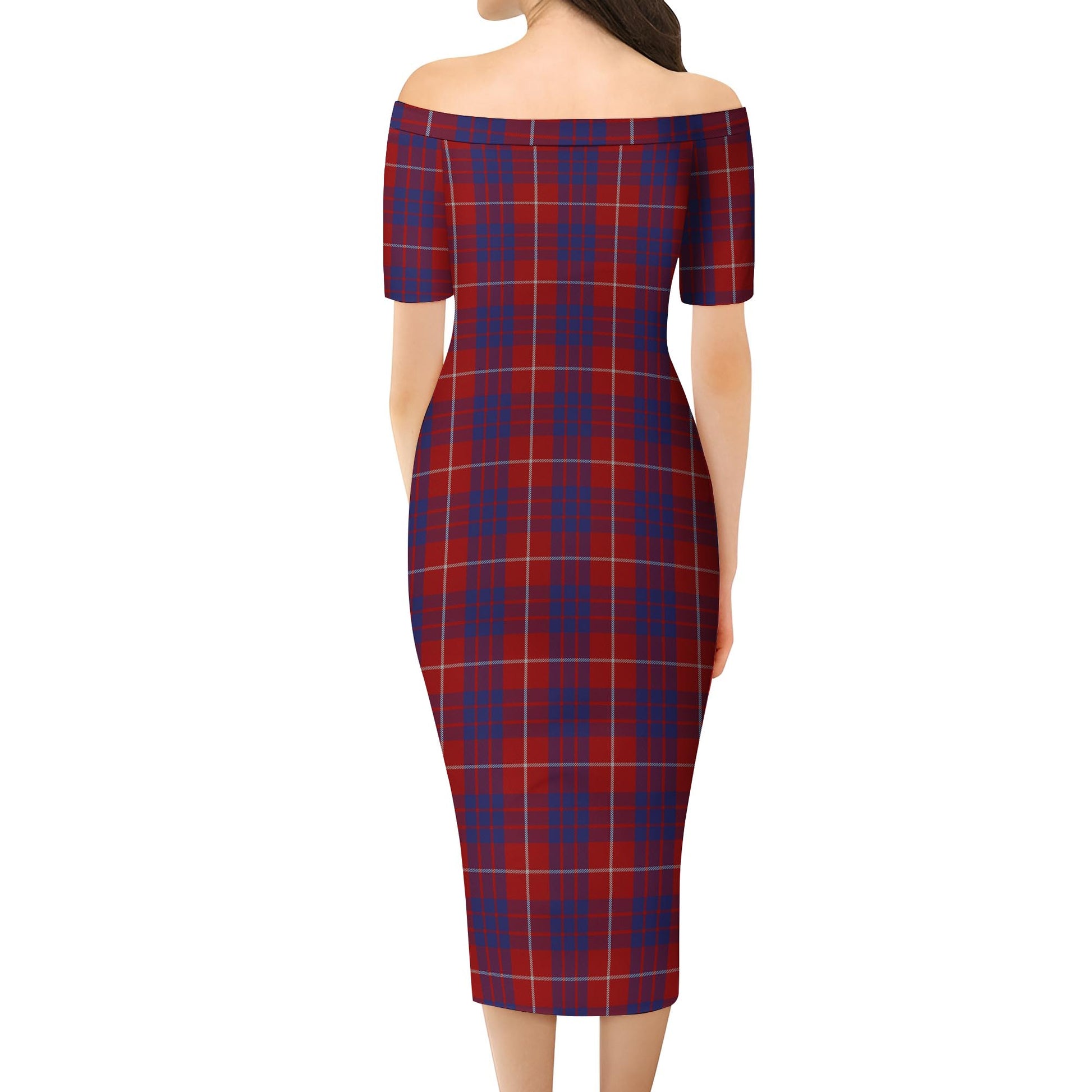 Hamilton Tartan Off Shoulder Lady Dress - Tartanvibesclothing