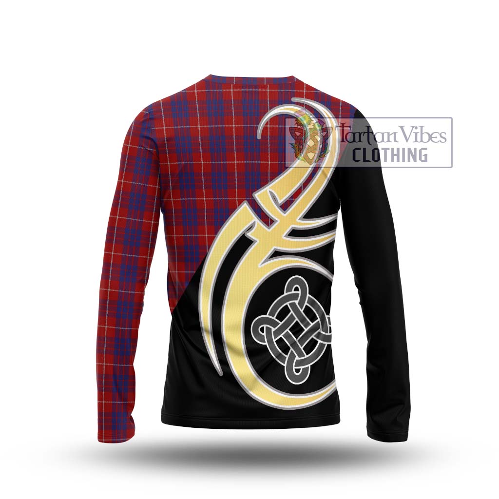 Hamilton Tartan Long Sleeve T-Shirt with Family Crest and Celtic Symbol Style - Tartan Vibes Clothing