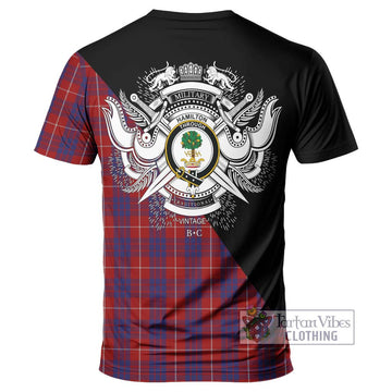 Hamilton Tartan T-Shirt with Family Crest and Military Logo Style