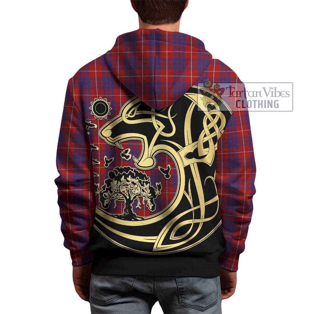 Hamilton Tartan Hoodie with Family Crest Celtic Wolf Style - Tartan Vibes Clothing