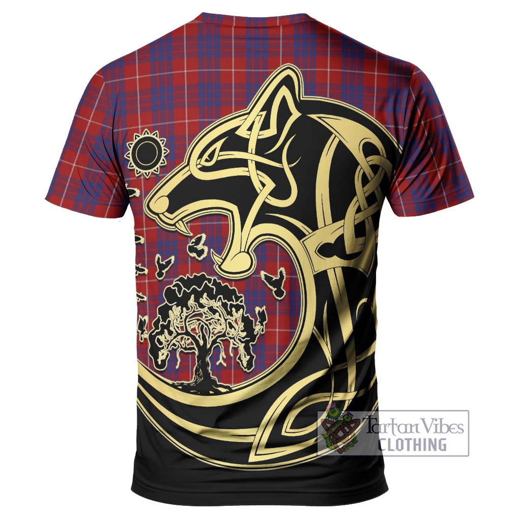 Hamilton Tartan T-Shirt with Family Crest Celtic Wolf Style - Tartan Vibes Clothing