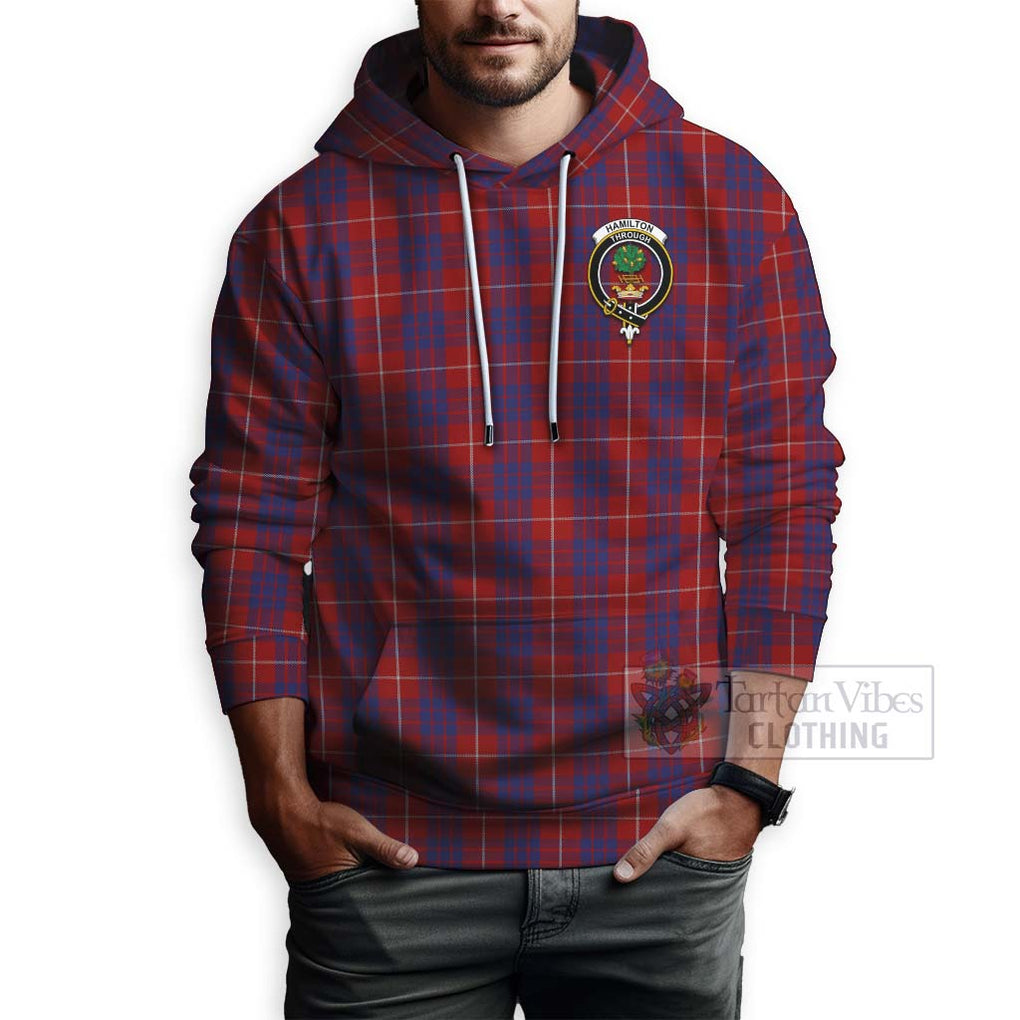 Tartan Vibes Clothing Hamilton Tartan Hoodie with Family Crest Celtic Skull Style