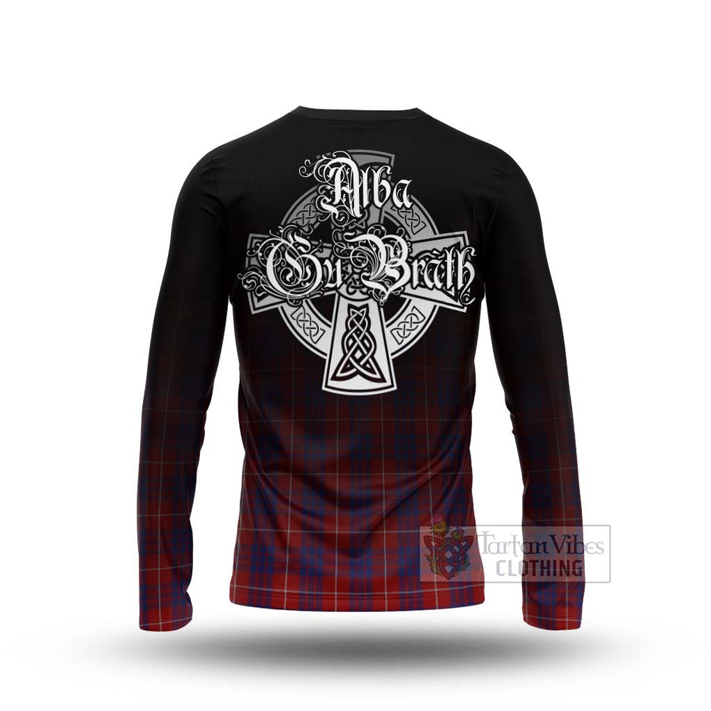 Tartan Vibes Clothing Hamilton Tartan Long Sleeve T-Shirt Featuring Alba Gu Brath Family Crest Celtic Inspired