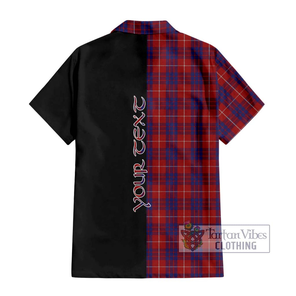 Hamilton Tartan Short Sleeve Button Shirt with Family Crest and Half Of Me Style - Tartanvibesclothing Shop