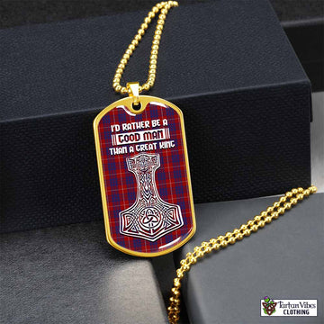 Hamilton Tartan Dog Tag Necklace Viking Mjolnir Style