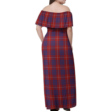 Hamilton Tartan Off Shoulder Long Dress