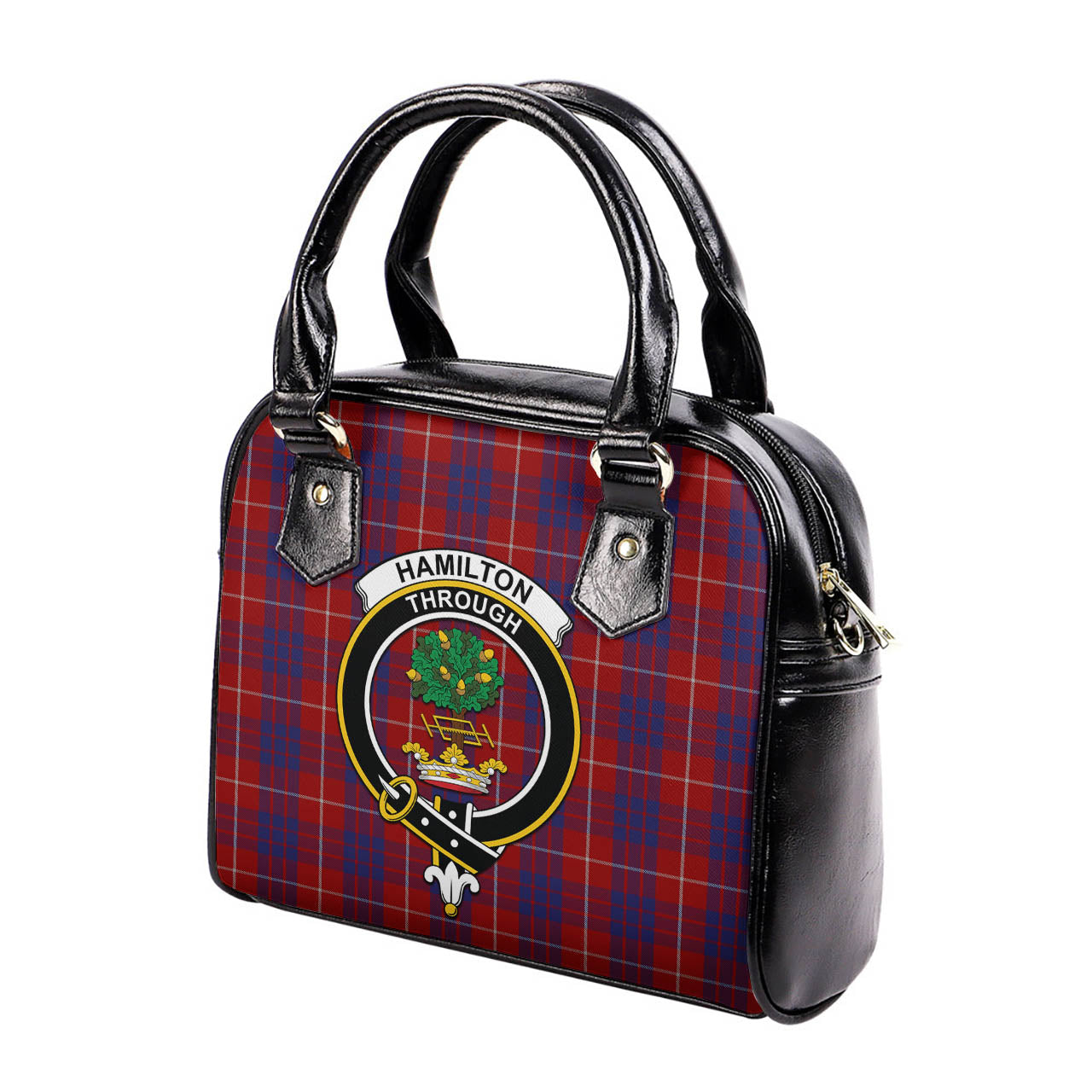 Hamilton Tartan Shoulder Handbags with Family Crest - Tartanvibesclothing