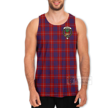 Hamilton Tartan Men's Tank Top with Family Crest Celtic Skull Style