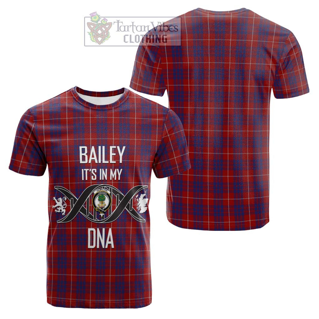 Tartan Vibes Clothing Hamilton Tartan Cotton T-shirt with Family Crest DNA In Me Style