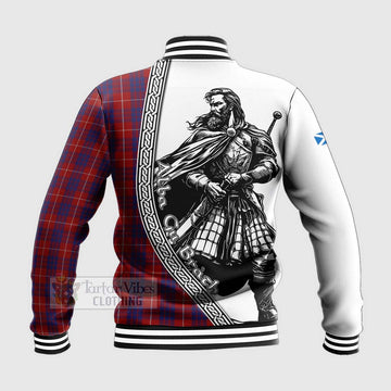 Hamilton Tartan Clan Crest Baseball Jacket with Highlander Warrior Celtic Style