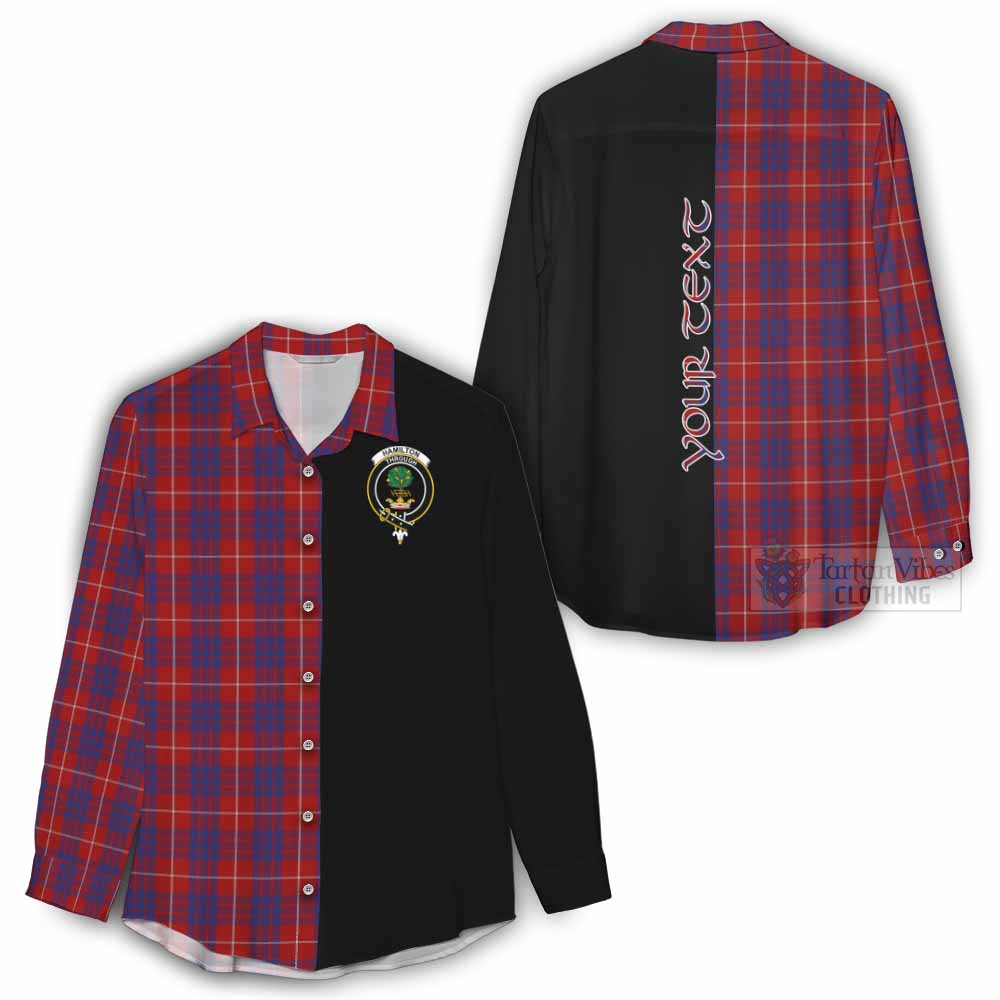 Tartan Vibes Clothing Hamilton Tartan Women's Casual Shirt with Family Crest and Half Of Me Style