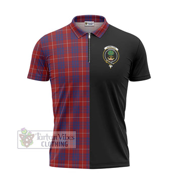 Hamilton Tartan Zipper Polo Shirt with Family Crest and Half Of Me Style