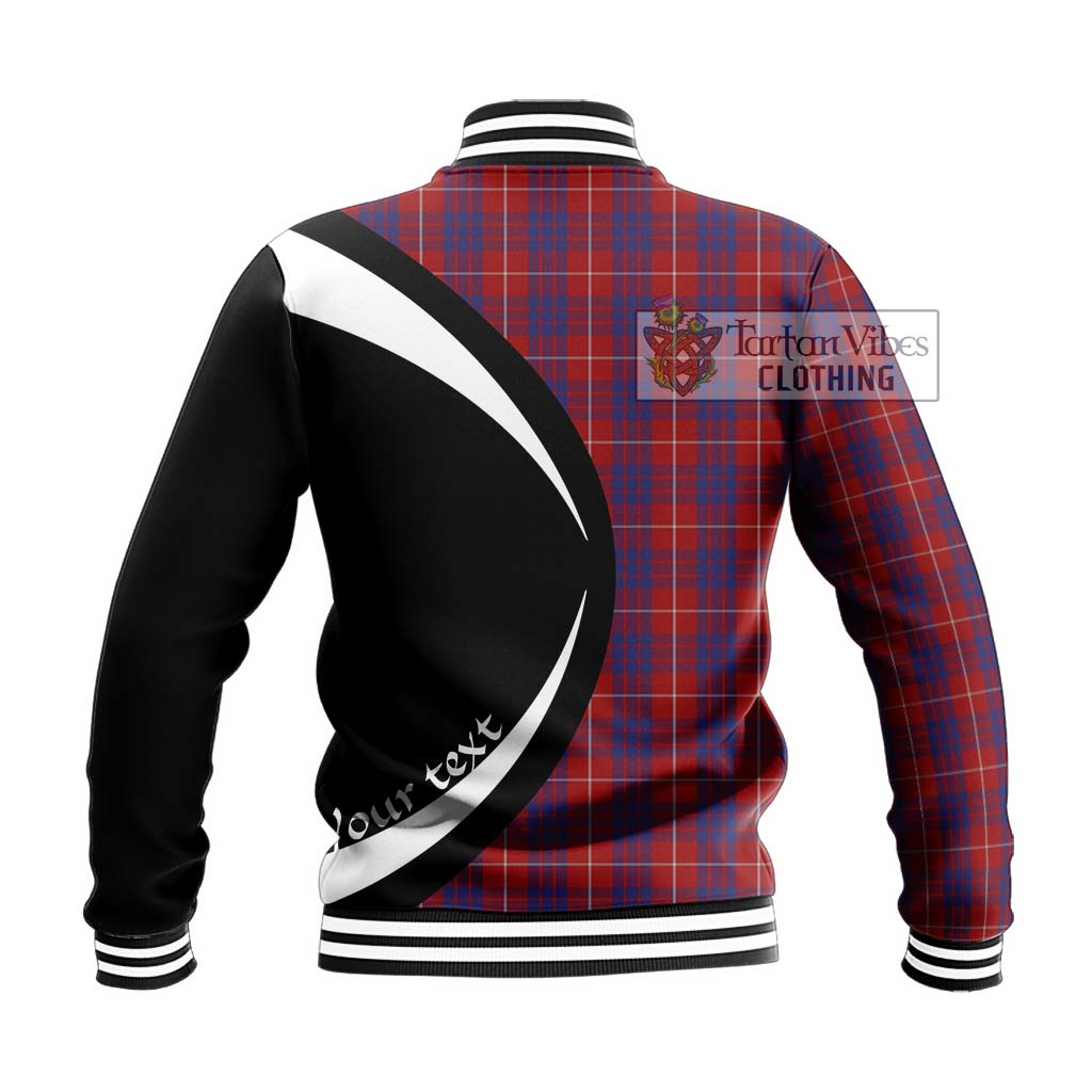 Hamilton Tartan Baseball Jacket with Family Crest Circle Style - Tartan Vibes Clothing