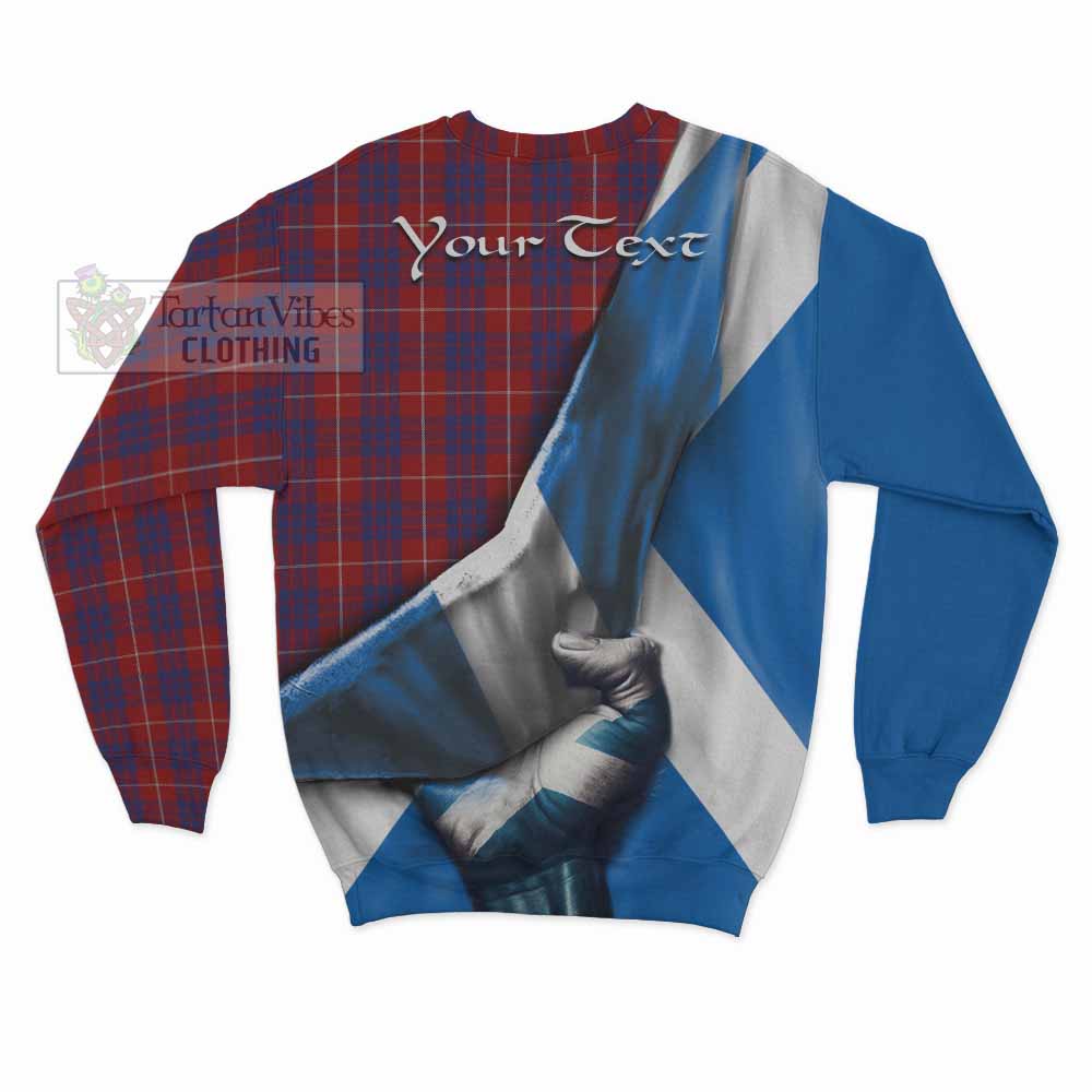 Tartan Vibes Clothing Hamilton Tartan Sweatshirt with Family Crest Scotland Patriotic Style