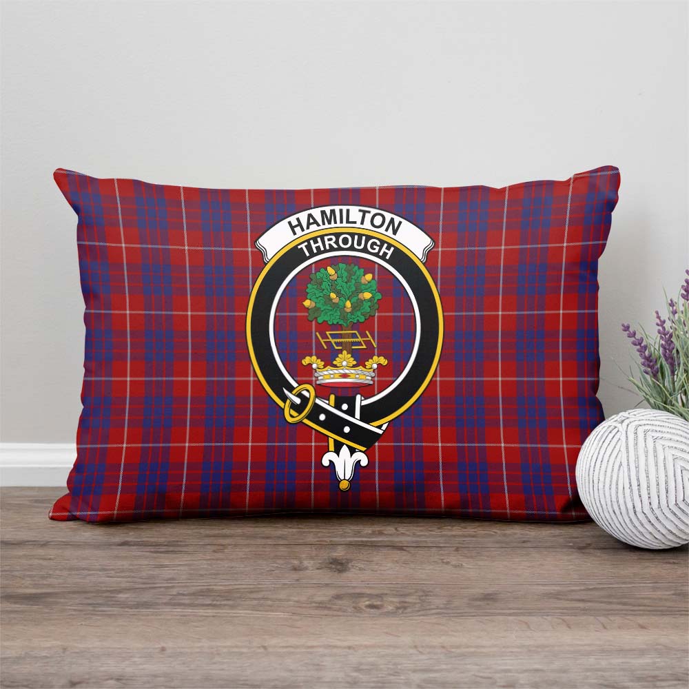 Hamilton Tartan Pillow Cover with Family Crest Rectangle Pillow Cover - Tartanvibesclothing