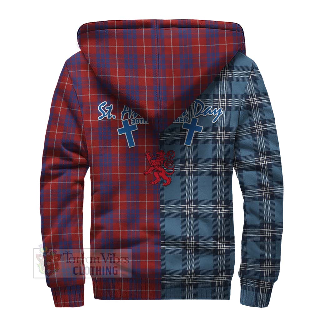 Tartan Vibes Clothing Hamilton Tartan Sherpa Hoodie Happy St. Andrew's Day Half Tartan Style