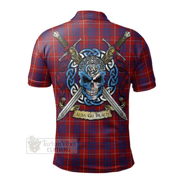 Hamilton Tartan Polo Shirt with Family Crest Celtic Skull Style