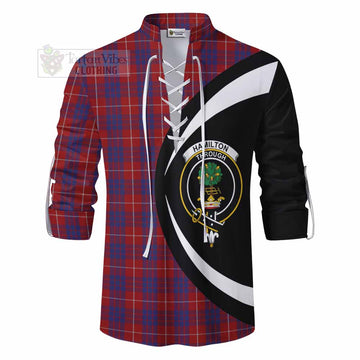 Hamilton Tartan Ghillie Kilt Shirt with Family Crest Circle Style