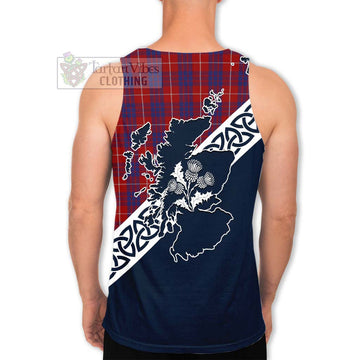 Hamilton Tartan Men's Tank Top Featuring Thistle and Scotland Map