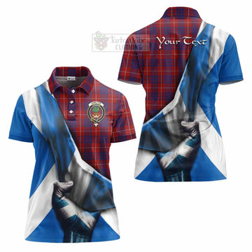 Hamilton Tartan Women's Polo Shirt with Family Crest Scotland Patriotic Style