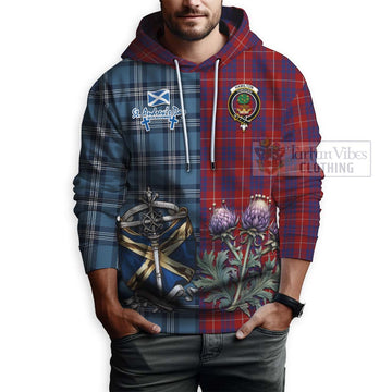 Hamilton Tartan Hoodie Happy St. Andrew's Day Half Tartan Style