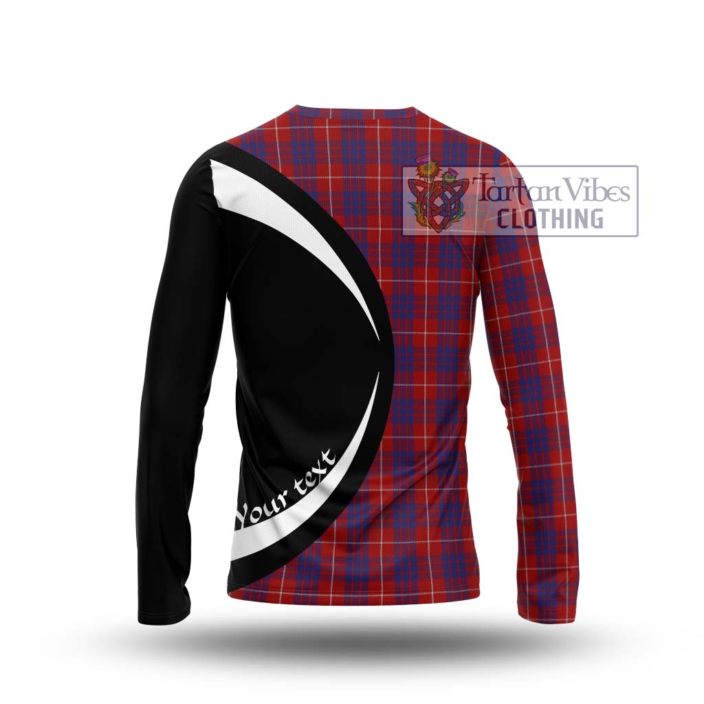 Hamilton Tartan Long Sleeve T-Shirt with Family Crest Circle Style - Tartan Vibes Clothing