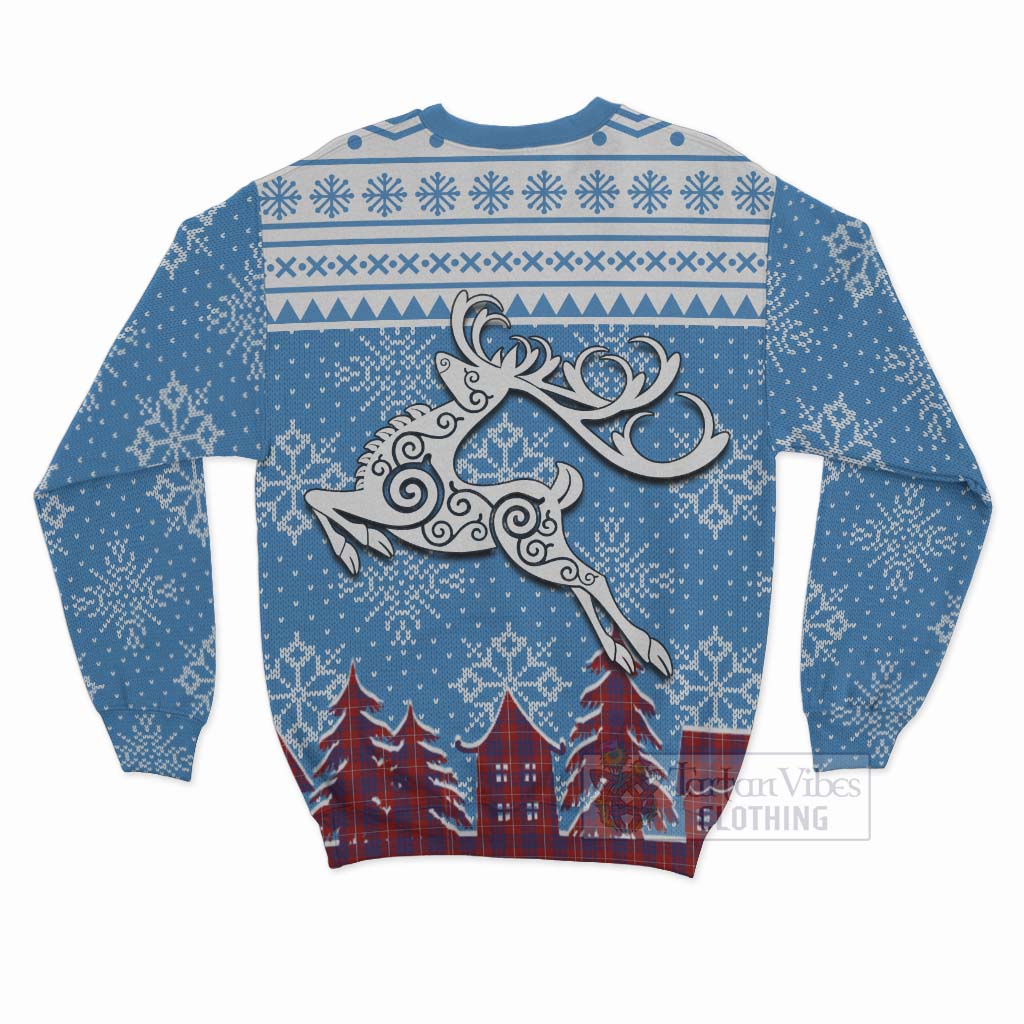 Tartan Vibes Clothing Hamilton Clan Christmas Sweatshirt Celtic Reindeer Style