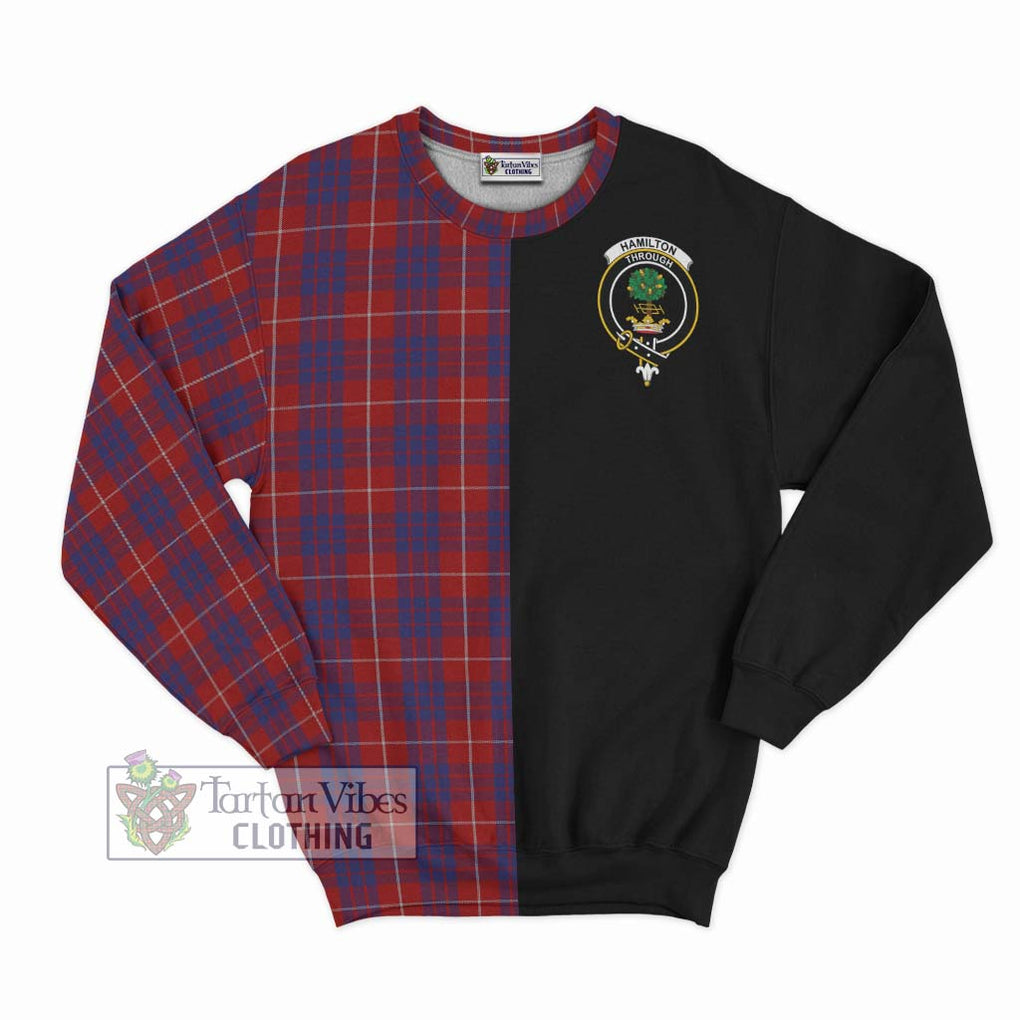 Hamilton Tartan Sweatshirt with Family Crest and Half Of Me Style - Tartanvibesclothing Shop