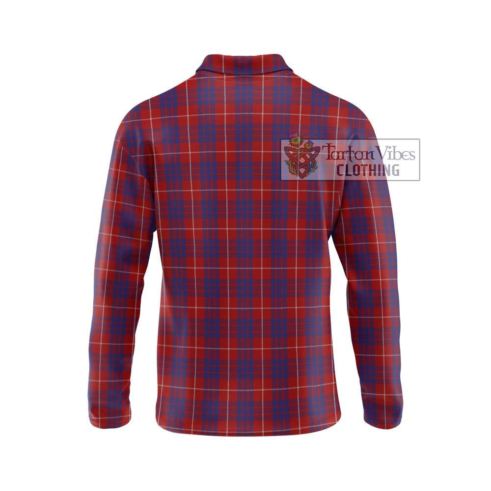 Hamilton Tartan Long Sleeve Polo Shirt with Family Crest DNA In Me Style - Tartanvibesclothing Shop