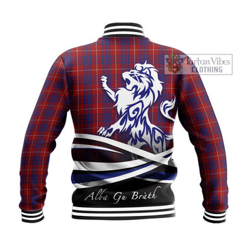 Hamilton Tartan Baseball Jacket with Alba Gu Brath Regal Lion Emblem