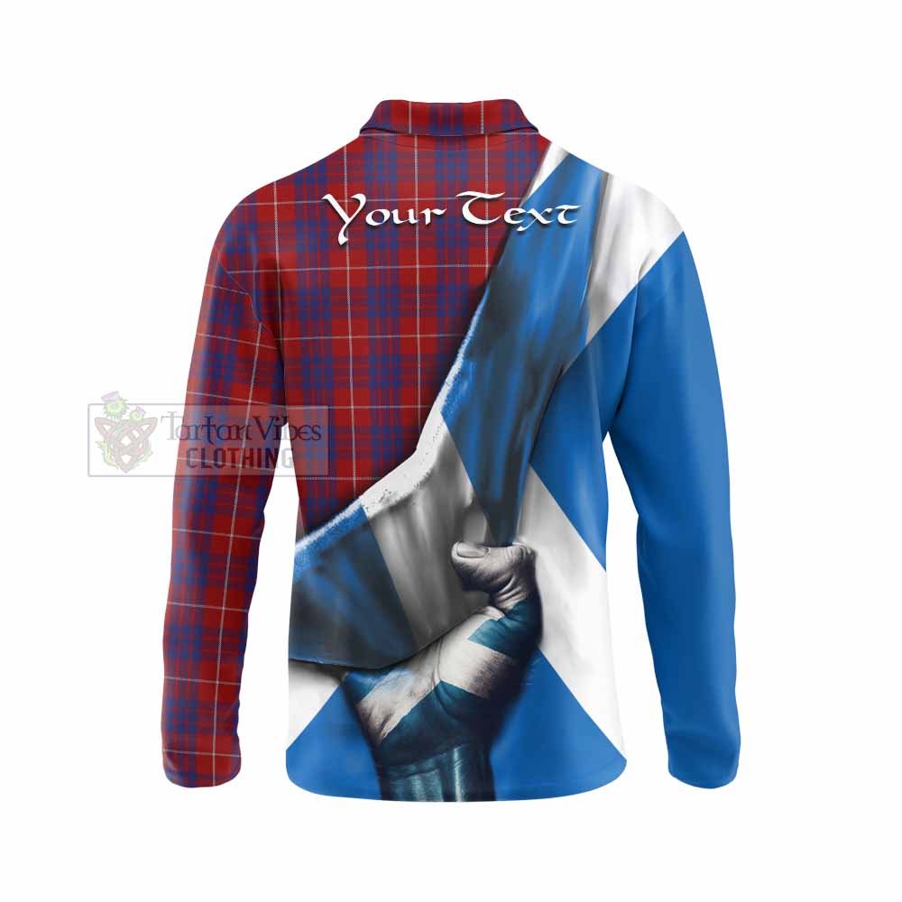 Tartan Vibes Clothing Hamilton Tartan Long Sleeve Polo Shirt with Family Crest Scotland Patriotic Style