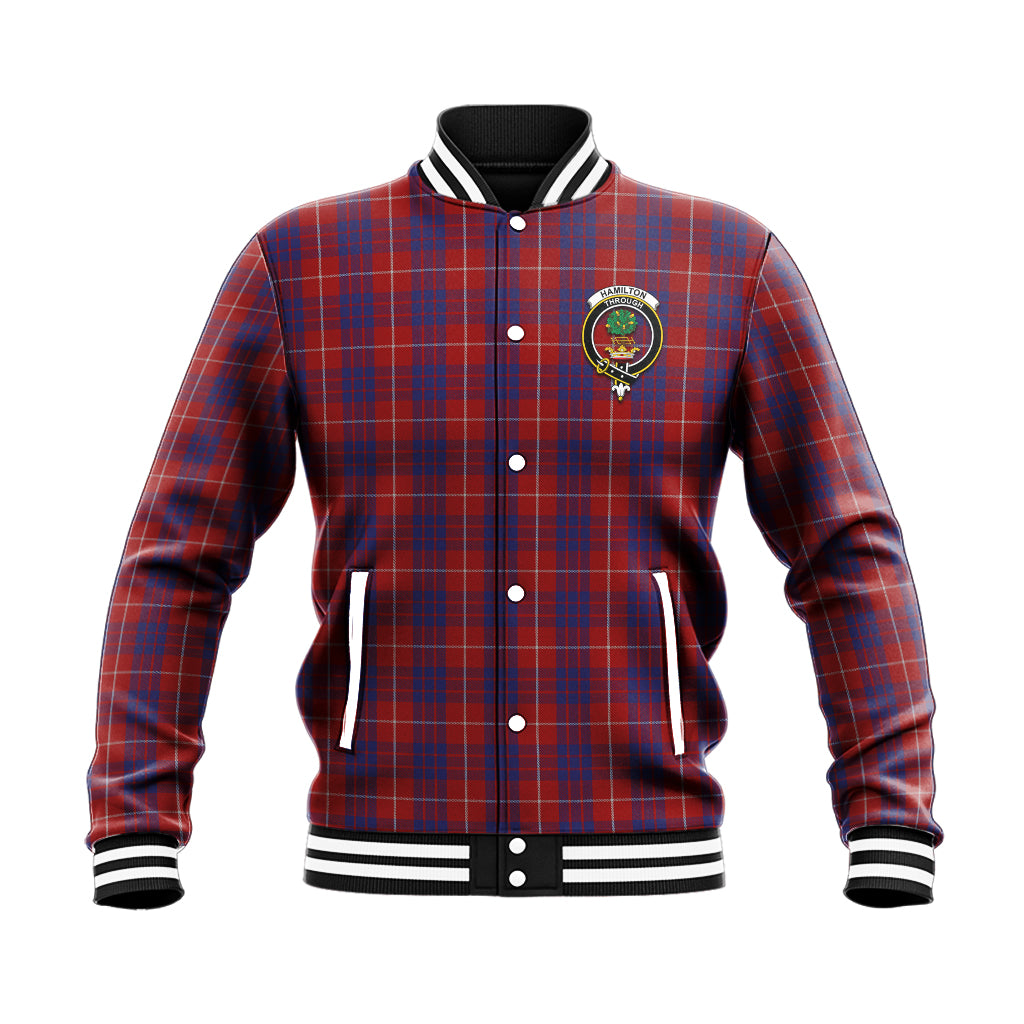 Hamilton Tartan Baseball Jacket with Family Crest - Tartan Vibes Clothing