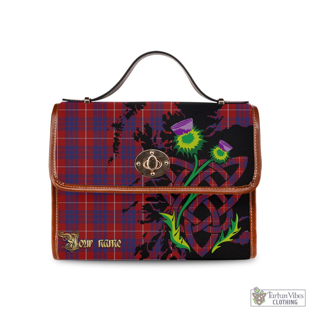 Tartan Vibes Clothing Hamilton Tartan Waterproof Canvas Bag with Scotland Map and Thistle Celtic Accents