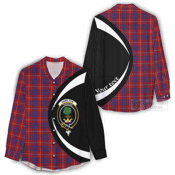 Hamilton Tartan Women's Casual Shirt with Family Crest Circle Style