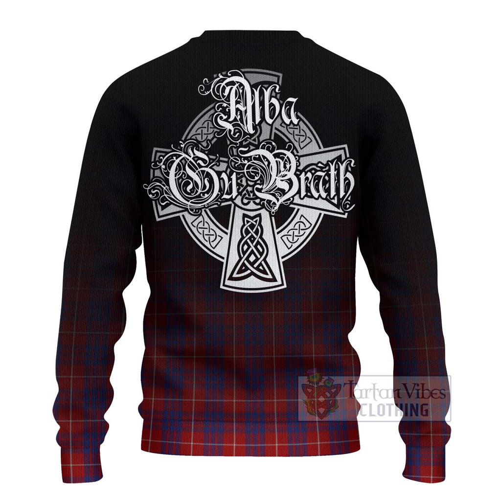 Tartan Vibes Clothing Hamilton Tartan Knitted Sweater Featuring Alba Gu Brath Family Crest Celtic Inspired