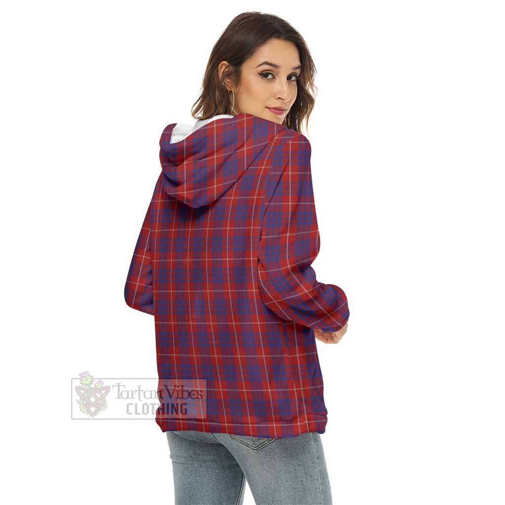 Tartan Vibes Clothing Hamilton Tartan Crest Women's Borg  Half Zip Fleece Hoodie