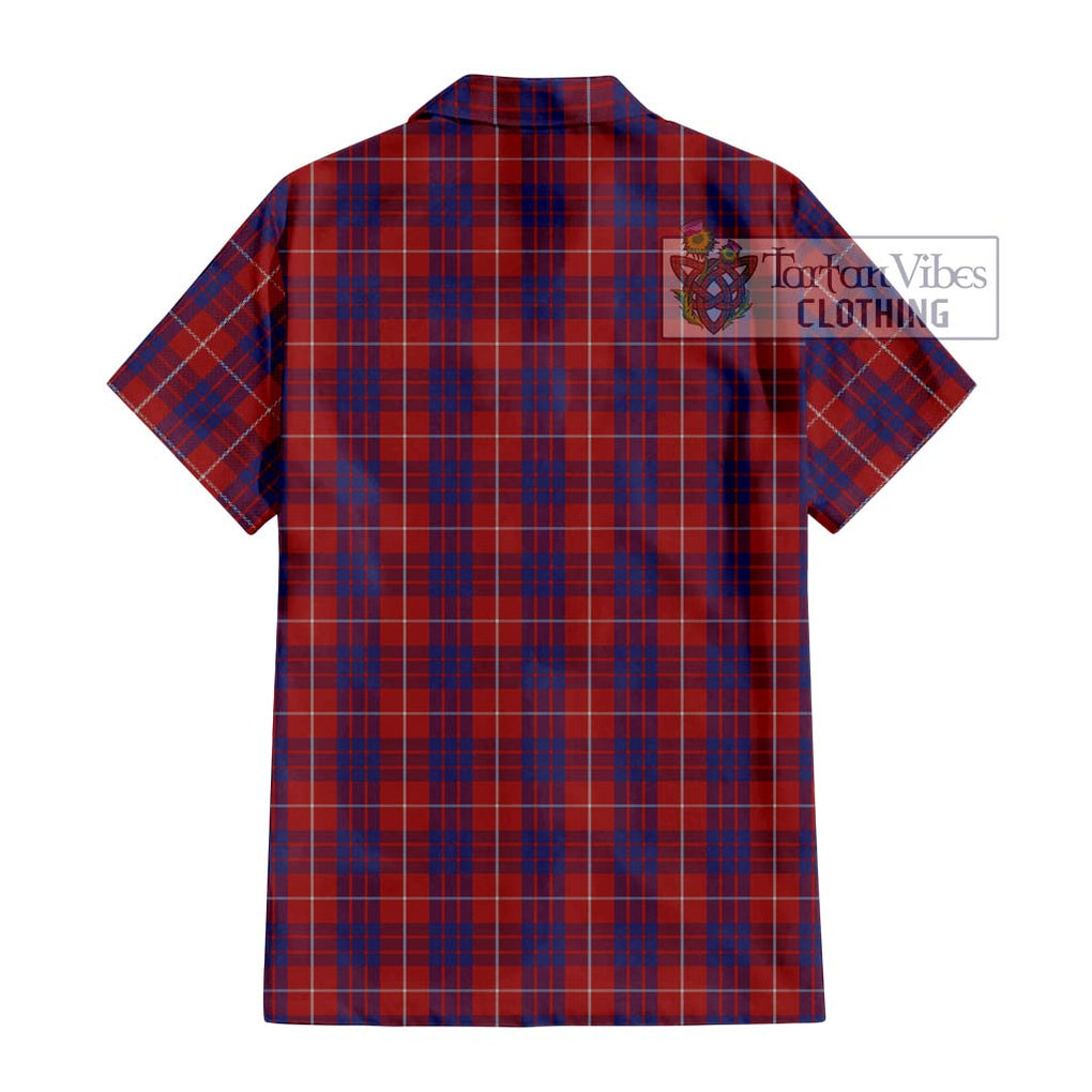 Hamilton Tartan Short Sleeve Button Shirt with Family Crest DNA In Me Style - Tartanvibesclothing Shop