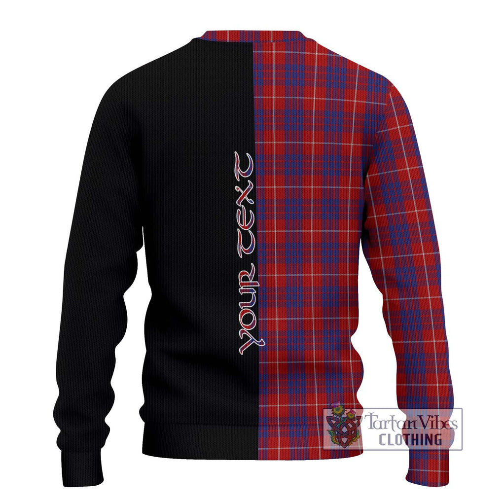 Hamilton Tartan Knitted Sweater with Family Crest and Half Of Me Style - Tartanvibesclothing Shop